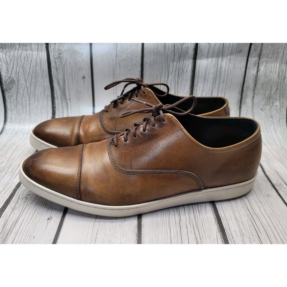Allen Edmonds Strand Mens 9.5 D Oxford Dress Sneakers Shoes Cap Toe Brown Chili